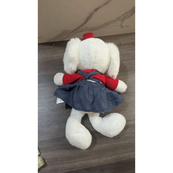 White Plush Dog Toy In Dress & Bow 14" stuffed animal XIMISO - Picture 2 of 10